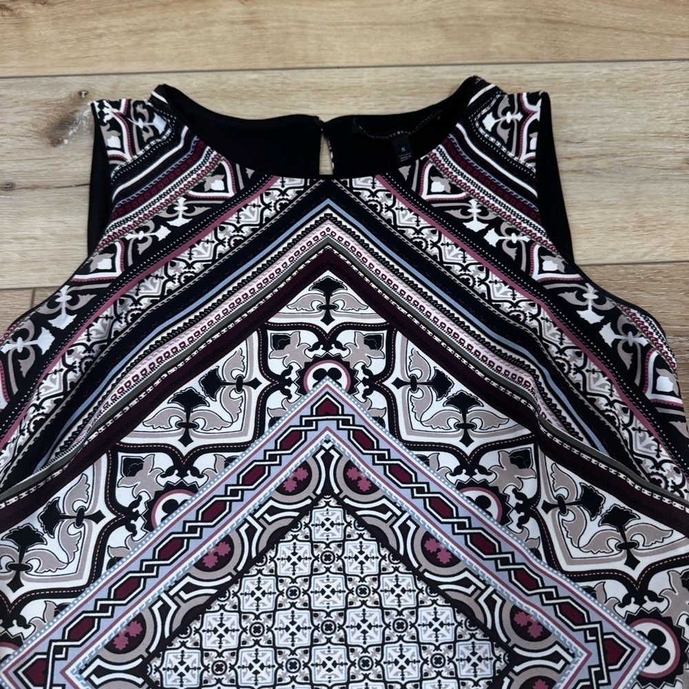 White House Black Market sleeveless midi dress geometric patterns multi color S. - Picture 5 of 15